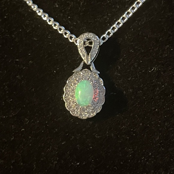 Opal Genuine Ethiopian & Created White Sapphire - Picture 3 of 4